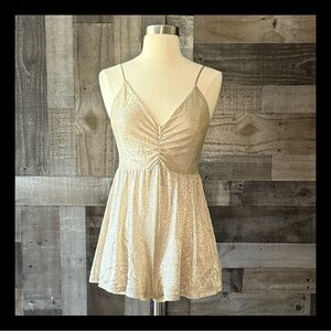 Urban Outfitters silver gold metallic romper small glam  boho chic festival